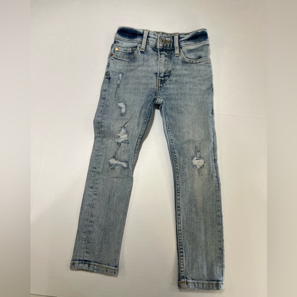 HM Blue Distressed Straight-Leg Jeans - Picture 1 of 6